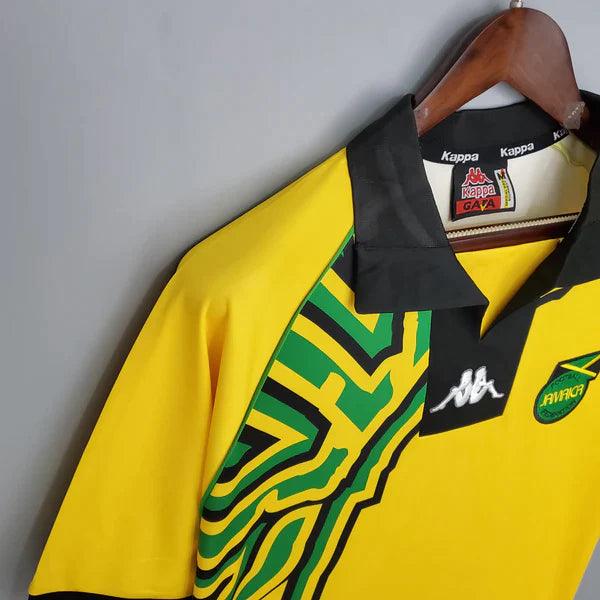 camisa-jamaica-titular-retrô-1998-amarelo-gola-polo-preta-verde