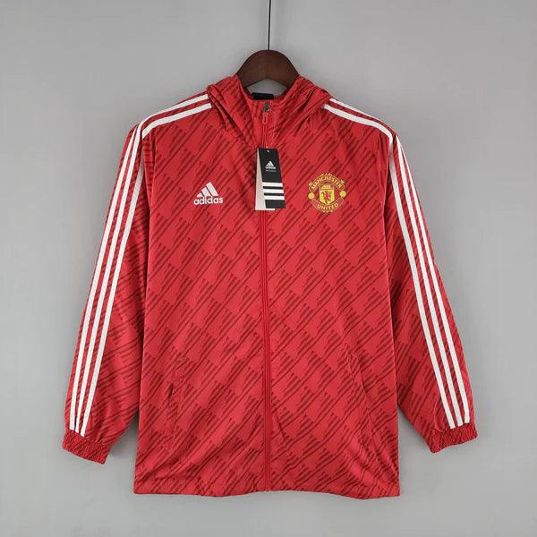 Corta Vento Manchester United Adidas 2022/23 Vermelho e Branco