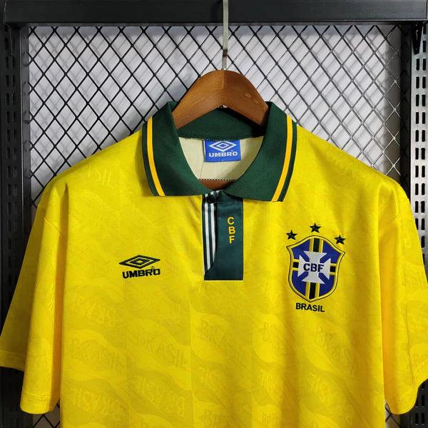 camisa-brasil-titular-I-amarelo-gola-polo-verde-retrô-1991-1993-retro