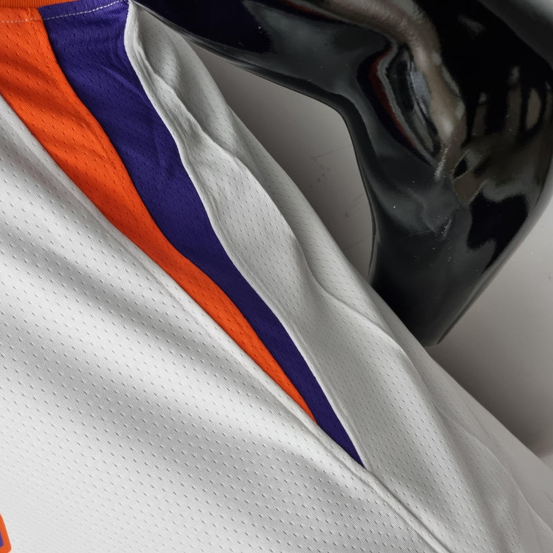 camisa-phoenix-suns-regata-de-basquete-booker-ayton-paul-3-1-22-versão-torcedor-branca-laranja-azul-manequim-preto-75-anos-nba-frete-grátis-diamond